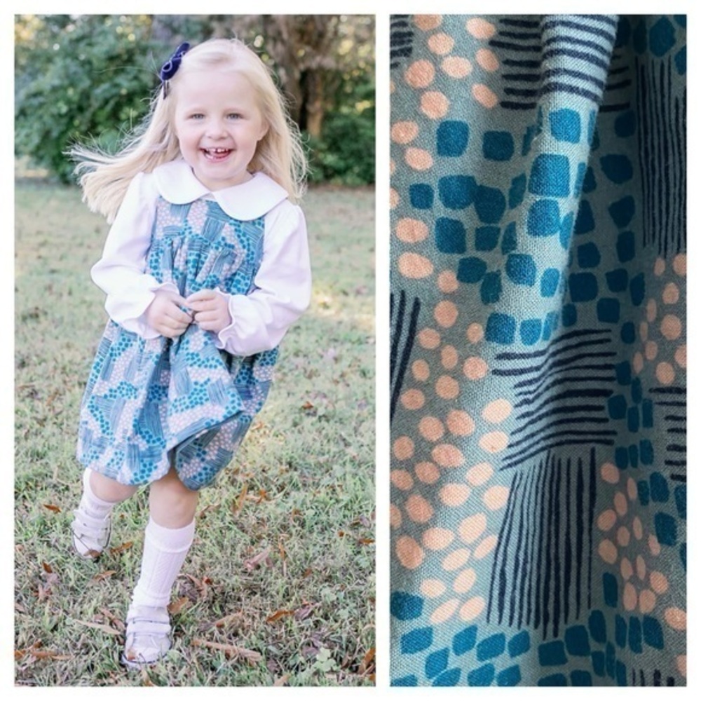 Piccadilly Bespoke Blue Pink Print Beckett Dress 2t